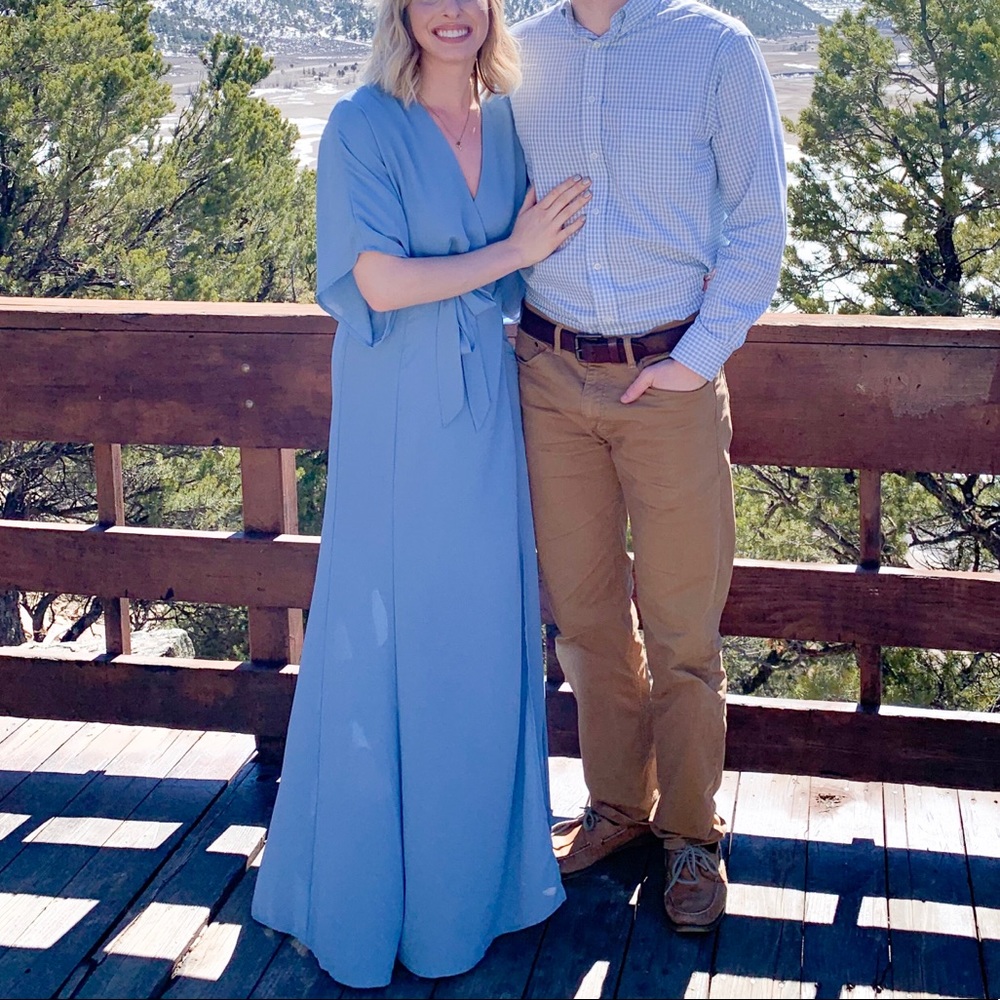 Blue Gianni Bini full length wrap dress